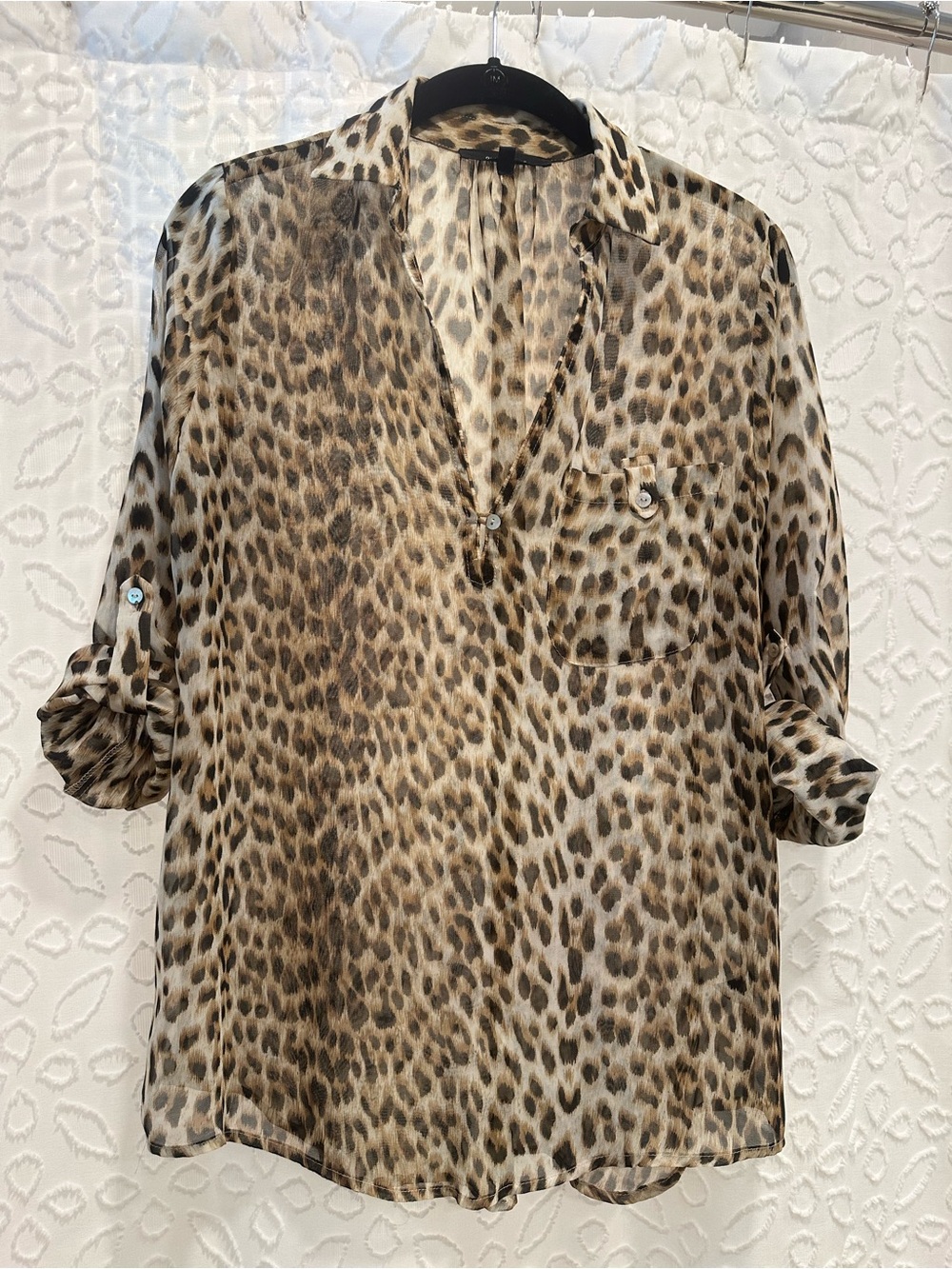 Olivaceous Leopard-Print Sheer Blouse - Brown, Black, Tan
